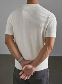 Men'S Summer Classic Polo Neck Outdoor Casual Knit Sweater T-Shirt
