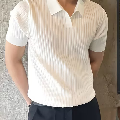 Men'S Summer Classic Polo Neck Outdoor Casual Knit Sweater T-Shirt