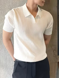 Men'S Summer Classic Polo Neck Outdoor Casual Knit Sweater T-Shirt