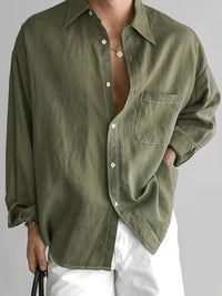 Men's Light Business Casual Shirt, Loose Lapel Commuter Daily Shirt